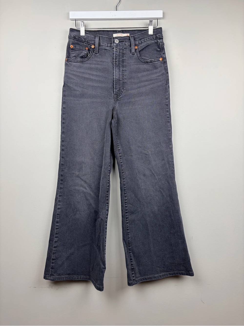 Levi’s Ribcage Bell Jeans Women 29 Black High Rise Wide Leg Flare 28 Inseam